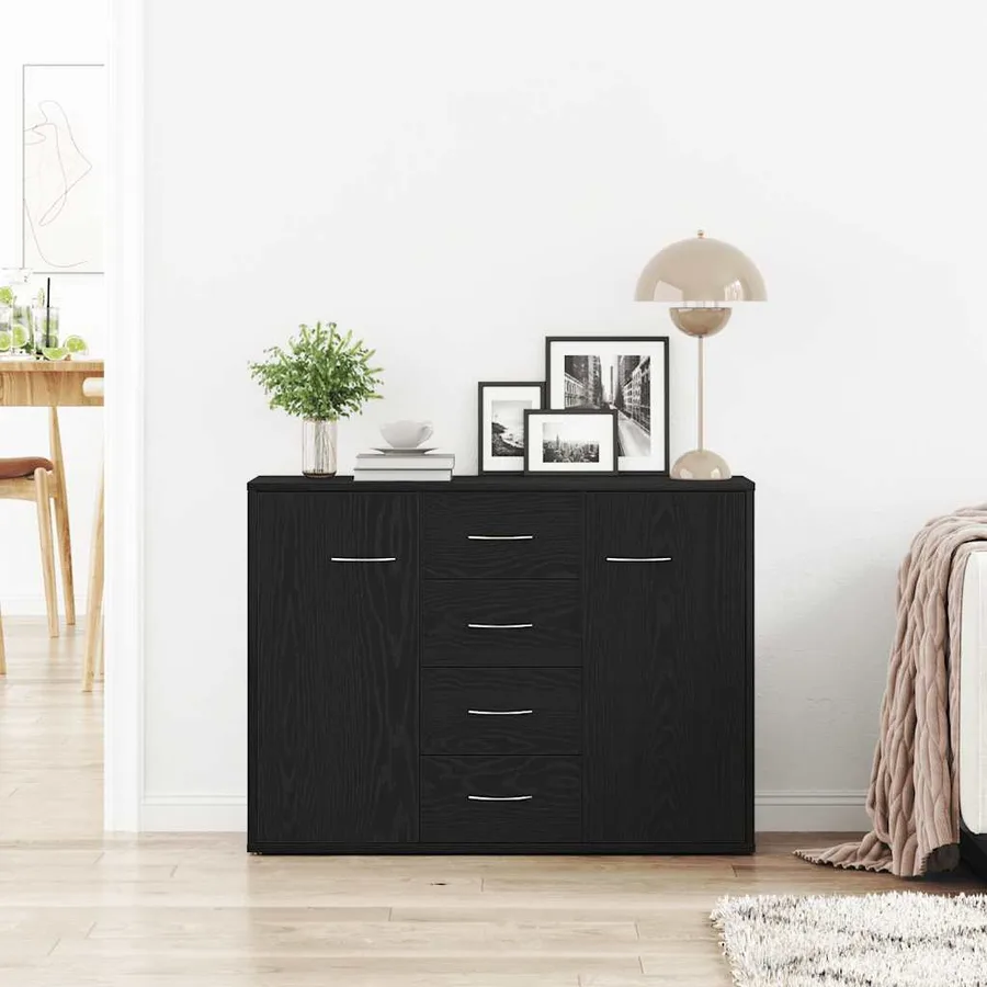 Buffet en chêne noir 88x30x64 cm bois d'ingénierie - 3