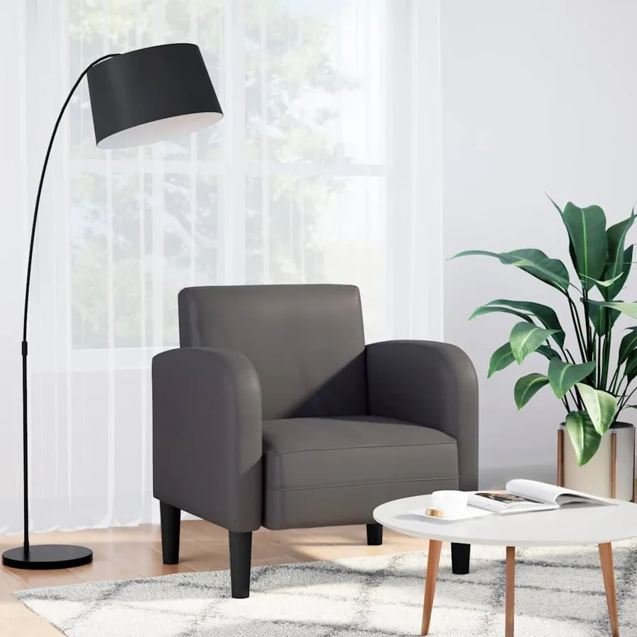 Chaise de canapé avec accoudoirs gris 54 cm similicuir