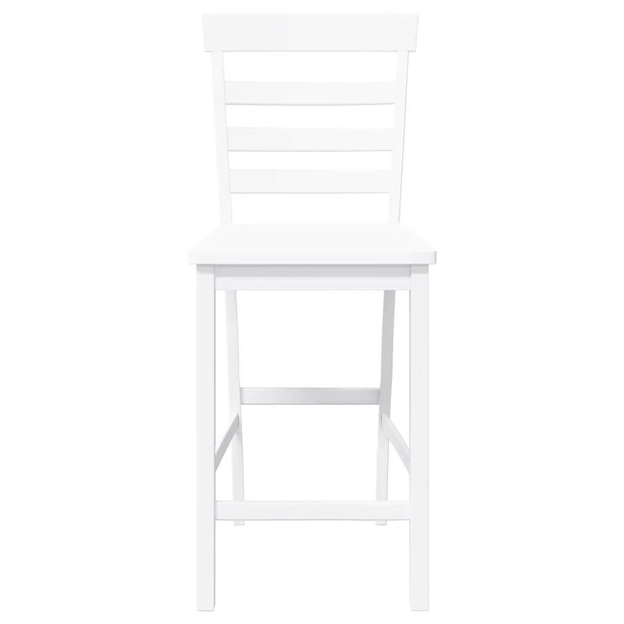 Tabourets de bar 2 pcs blanc bois massif d'hévéa - 5