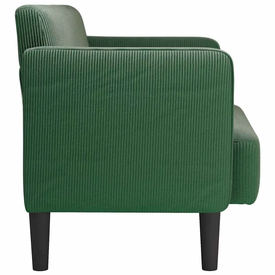 Canapé causeuse vert foncé 109 cm tissu velours côtelé - 4