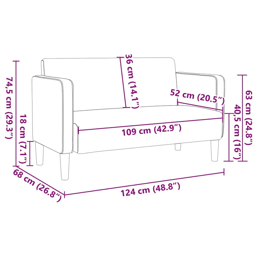 Canapé causeuse bleu 109 cm tissu velours côtelé - 8
