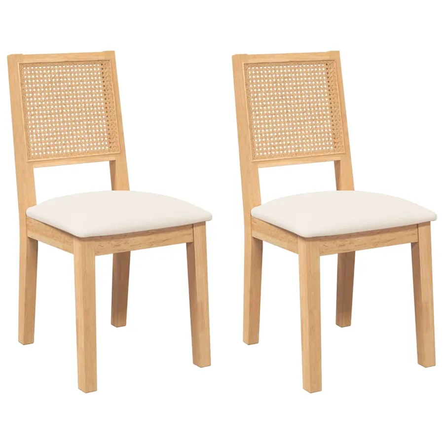 Chaises à manger coussins 2 pcs bois massif caoutchouc - 2