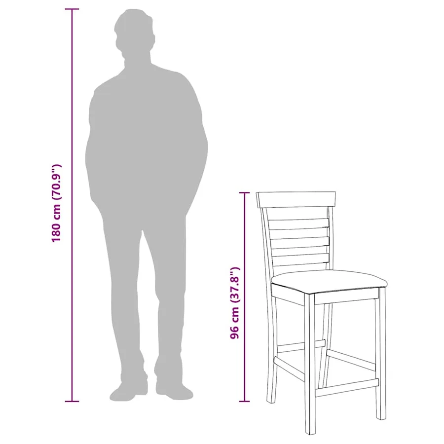 Tabourets de bar avec coussins 2 pcs blanc bois massif d'hévéa - 12