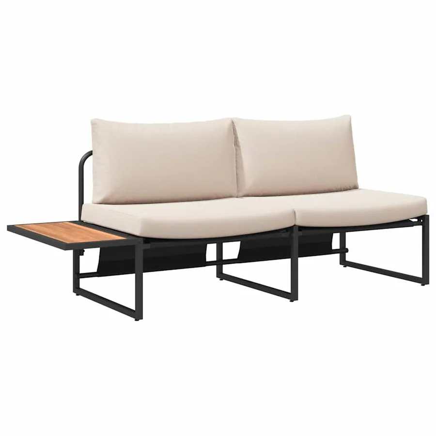 Canapé de jardin avec coussin Taupe 200,5 x 70 x 85,5 cm Acier - 2