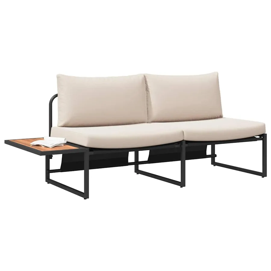 Canapé de jardin avec coussin Taupe 200,5 x 70 x 85,5 cm Acier - 3