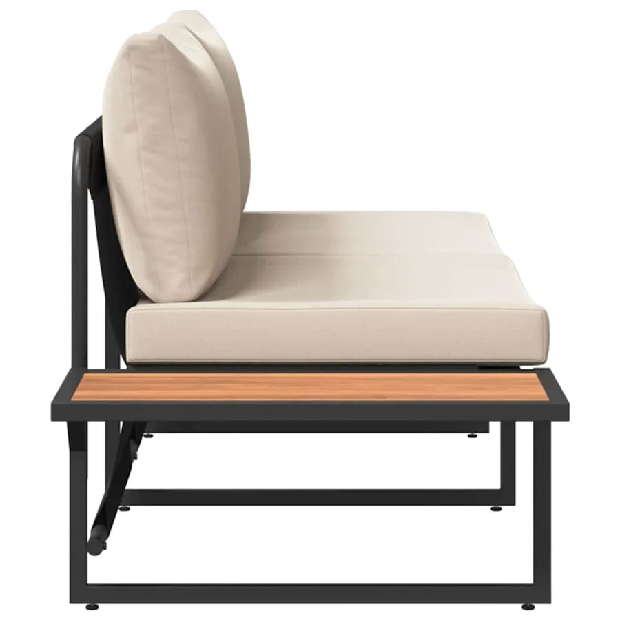 Canapé de jardin avec coussin Taupe 200,5 x 70 x 85,5 cm Acier - 7