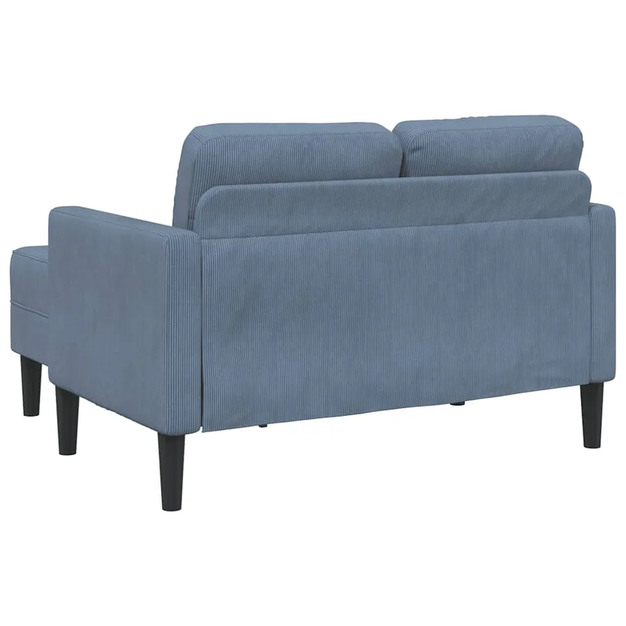 Canapé 2 places avec méridienne en L bleu 125 cm Lin - 5