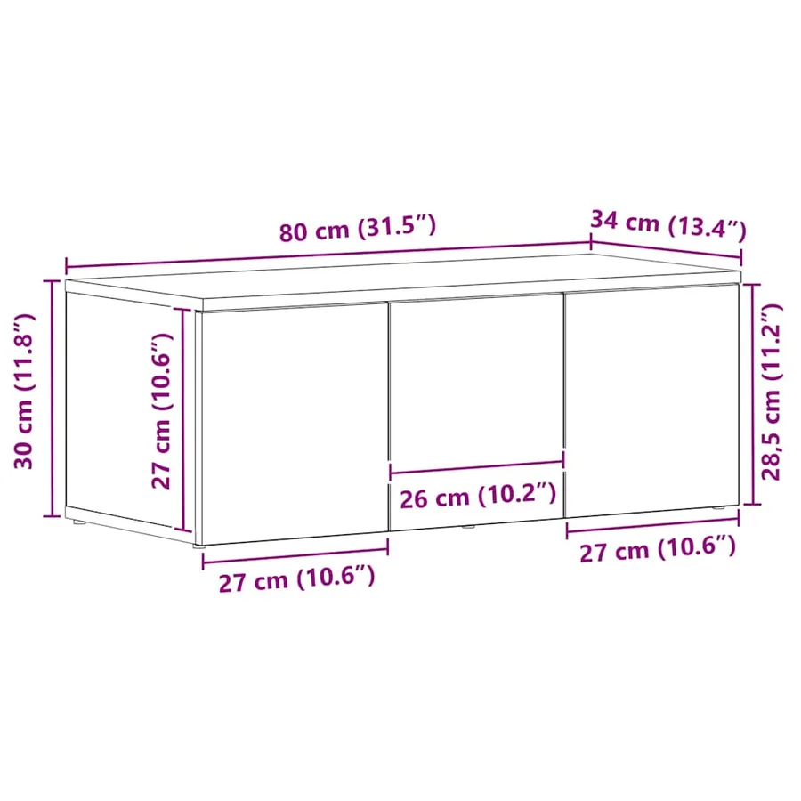 Meuble TV avec tiroir Chêne noir 80x34x30 cm Bois d'ingénierie - 11
