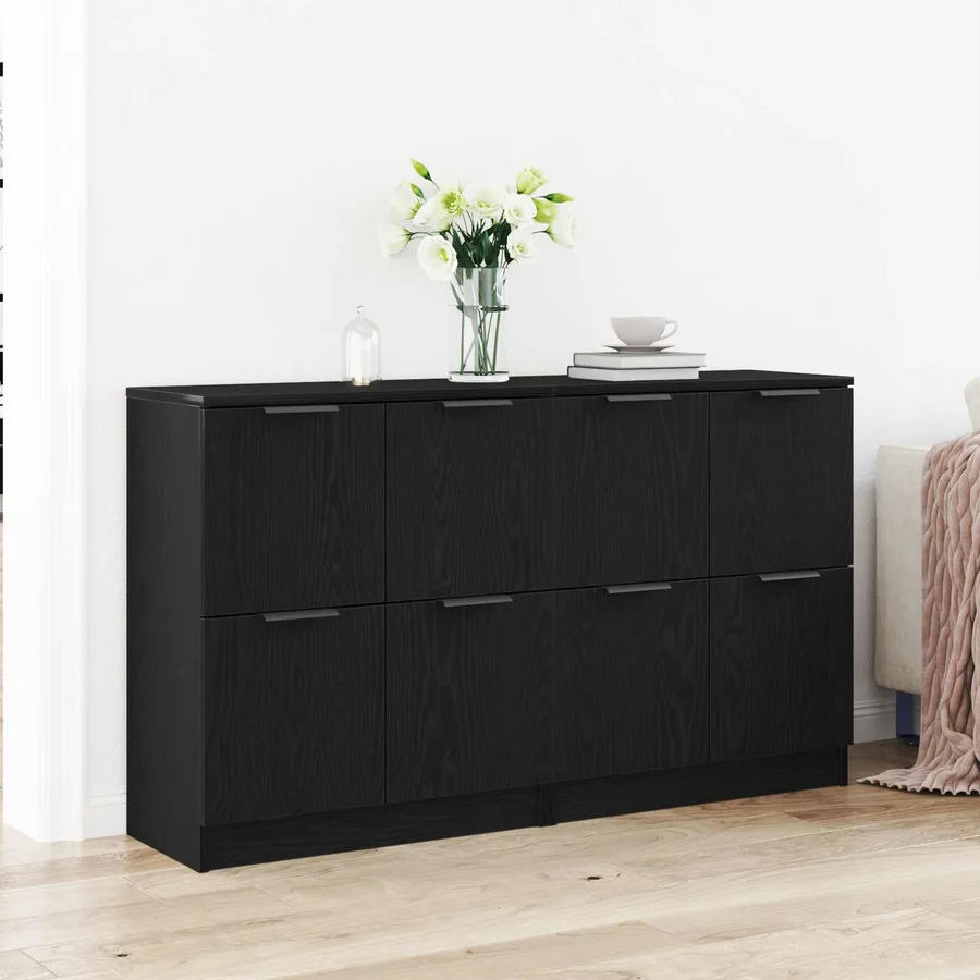 Buffet 2 pcs Chêne noir 60 x 30 x 70 cm Bois d'ingénierie
