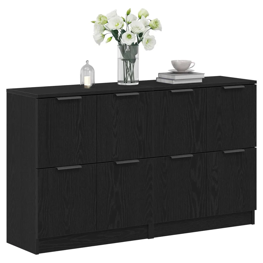 Buffet 2 pcs Chêne noir 60 x 30 x 70 cm Bois d'ingénierie - 3