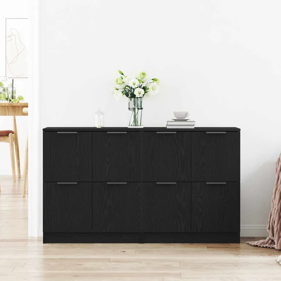 Buffet 2 pcs Chêne noir 60 x 30 x 70 cm Bois d'ingénierie - 4
