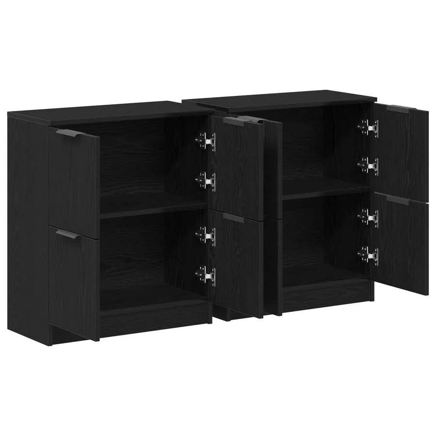 Buffet 2 pcs Chêne noir 60 x 30 x 70 cm Bois d'ingénierie - 5