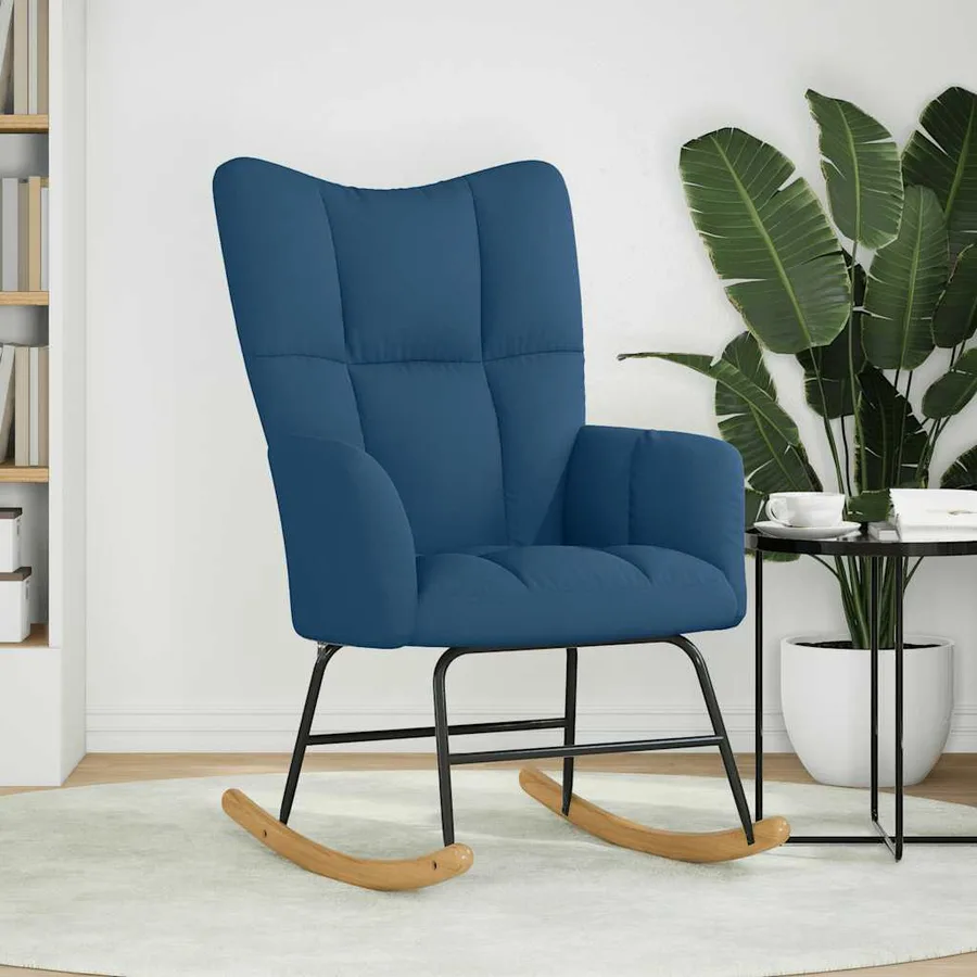 Chaise à bascule Bleu Tissu - 2