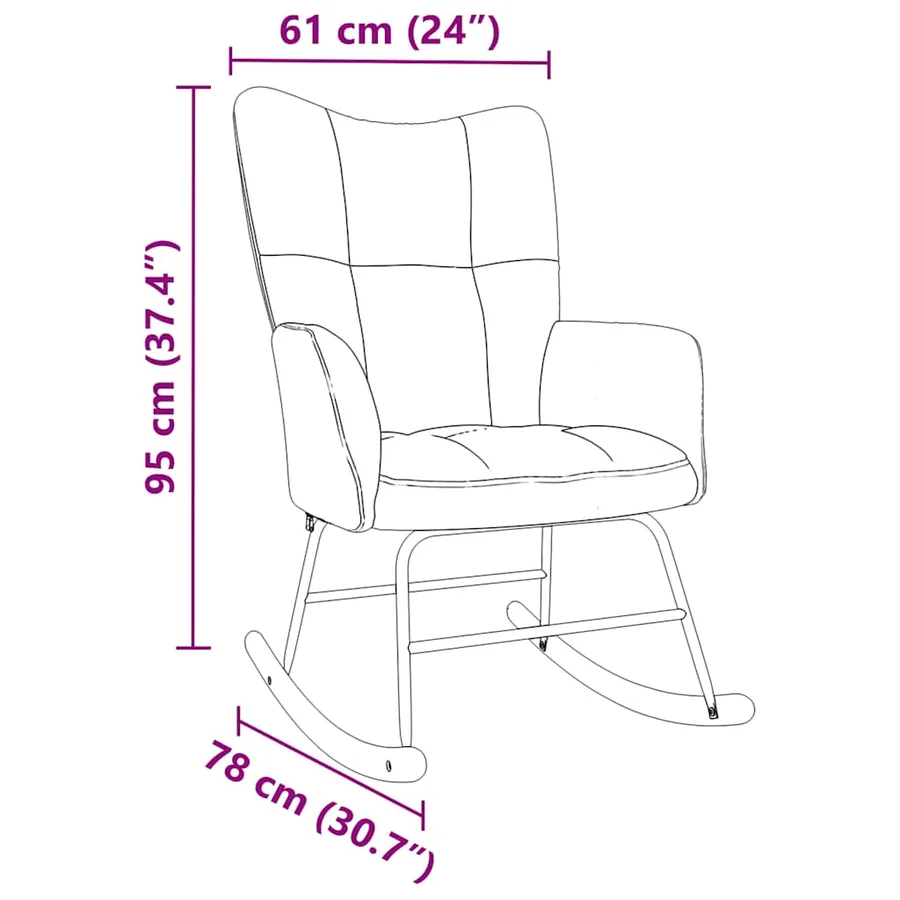 Chaise à bascule Bleu Tissu - 8
