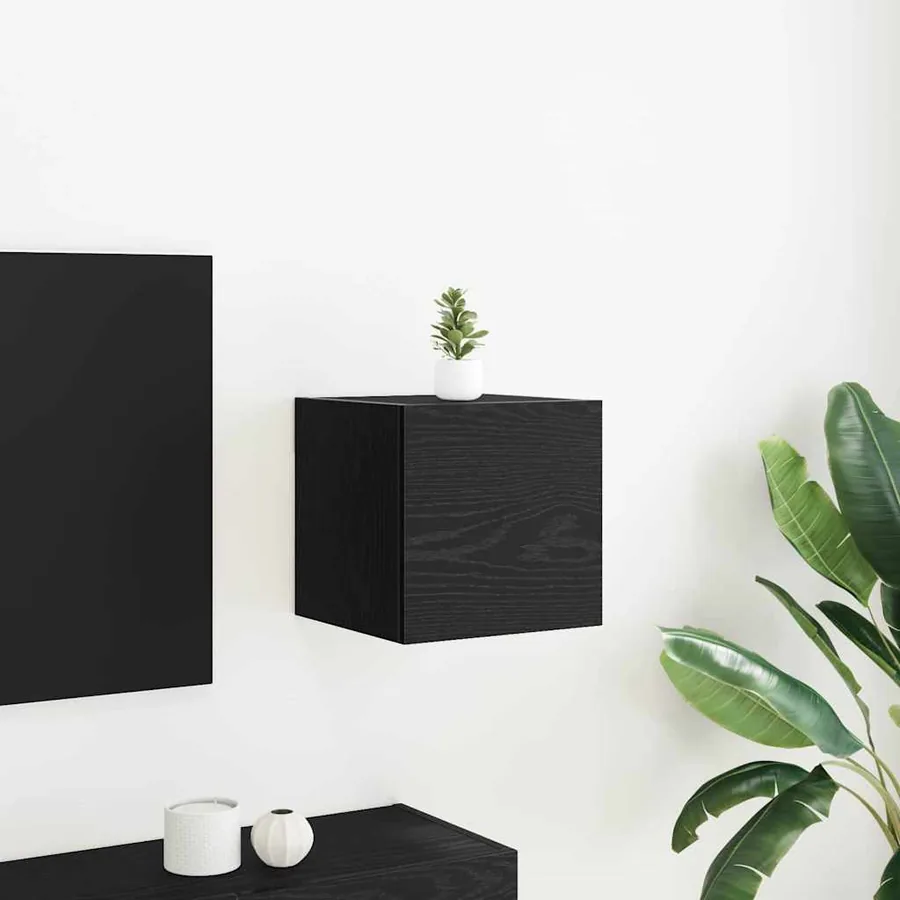 Meuble TV mural Chêne noir 30,5 x 30 x 30 cm Bois d'ingénierie