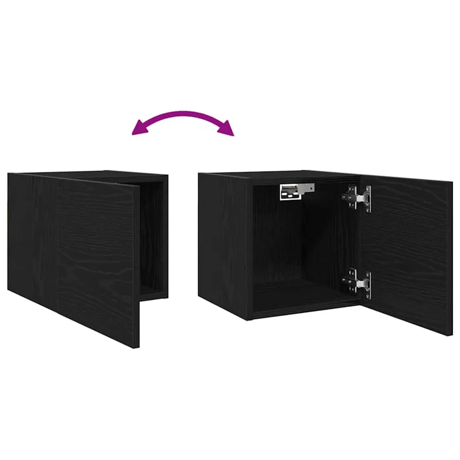 Meuble TV mural Chêne noir 30,5 x 30 x 30 cm Bois d'ingénierie - 12