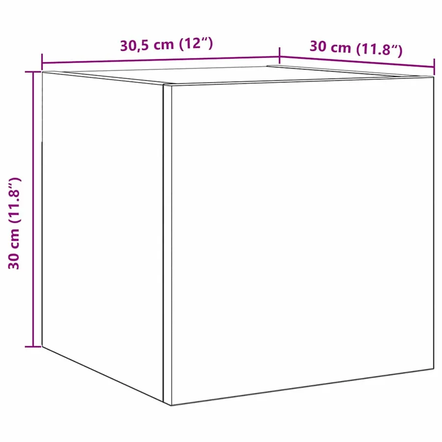 Meuble TV mural Chêne noir 30,5 x 30 x 30 cm Bois d'ingénierie - 14
