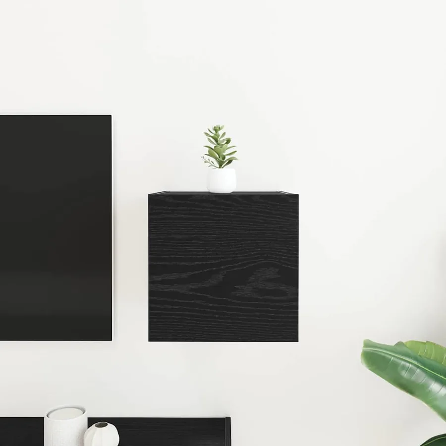 Meuble TV mural Chêne noir 30,5 x 30 x 30 cm Bois d'ingénierie - 4