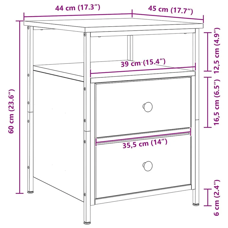 Cabinet de chevet 2 pcs Chêne noir 34 x 35,5 x 50 cm - 8