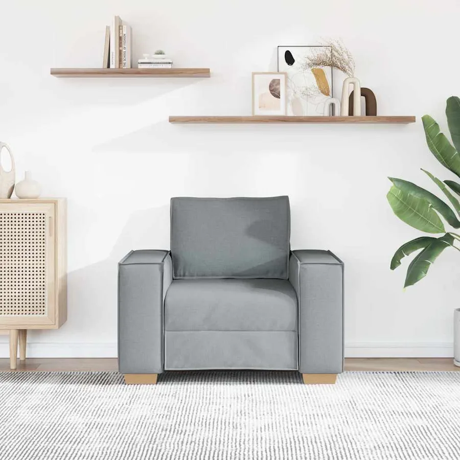 Canapé Fauteuil Gris Clair 100x78x84 cm Tissu - 3