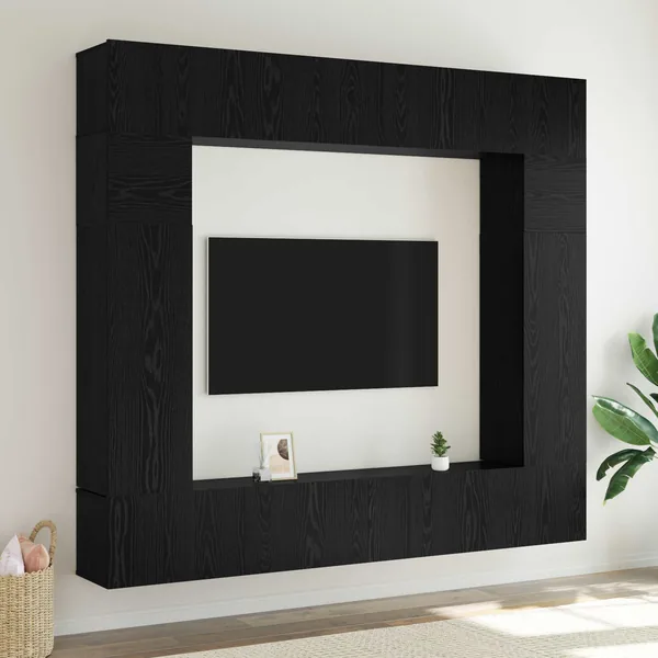 Ensemble meuble TV 8 pcs Chêne noir Bois d'ingénierie