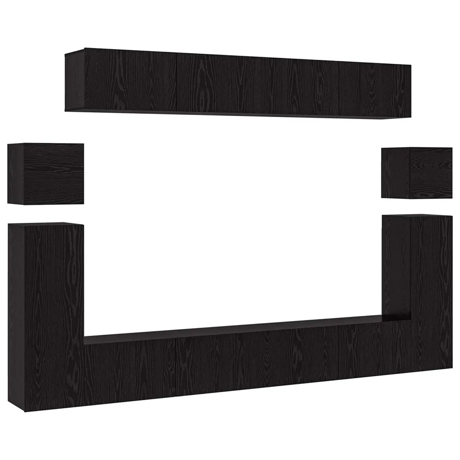 Ensemble meuble TV 8 pcs Chêne noir Bois d'ingénierie - 2