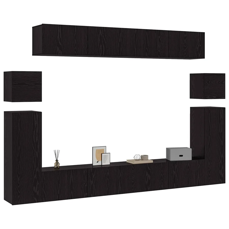 Ensemble meuble TV 8 pcs Chêne noir Bois d'ingénierie - 3