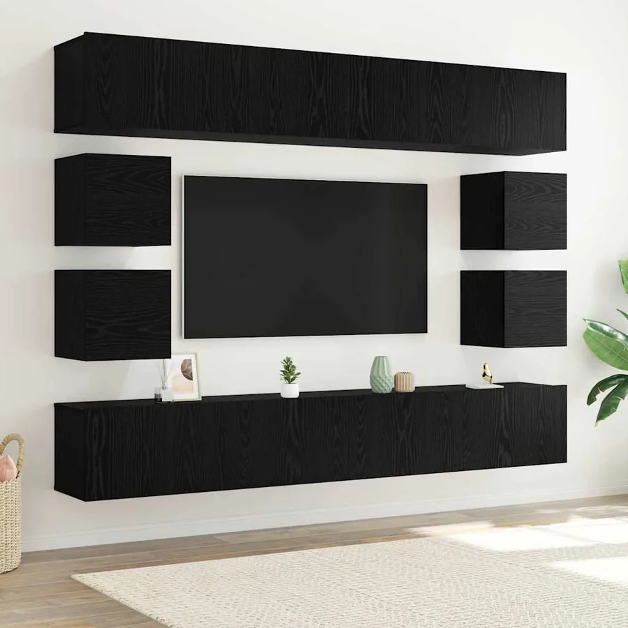 Ensemble meuble TV 8 pcs Chêne noir Bois d'ingénierie