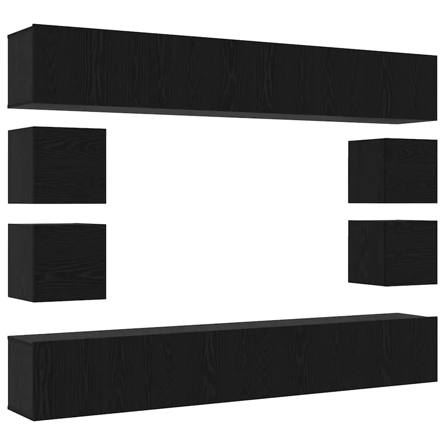Ensemble meuble TV 8 pcs Chêne noir Bois d'ingénierie - 2
