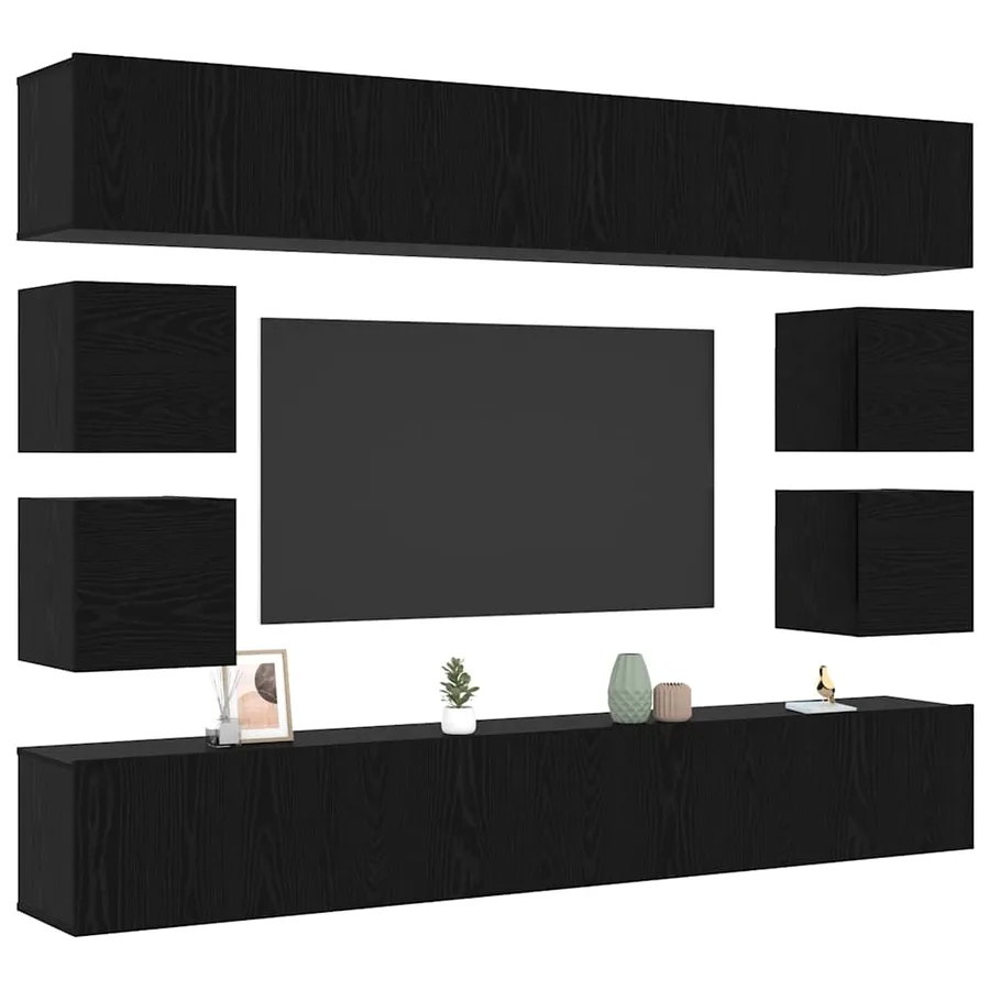 Ensemble meuble TV 8 pcs Chêne noir Bois d'ingénierie - 3