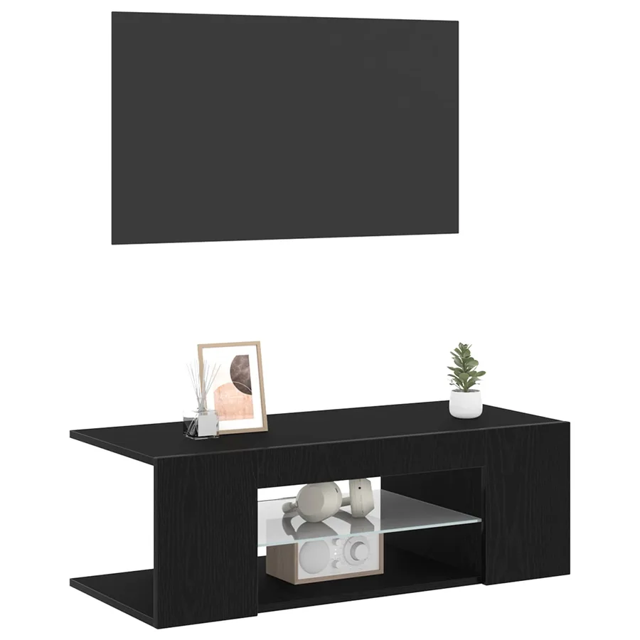 Meuble TV Chêne noir 90 x 39 x 30 cm Bois d'ingénierie - 3