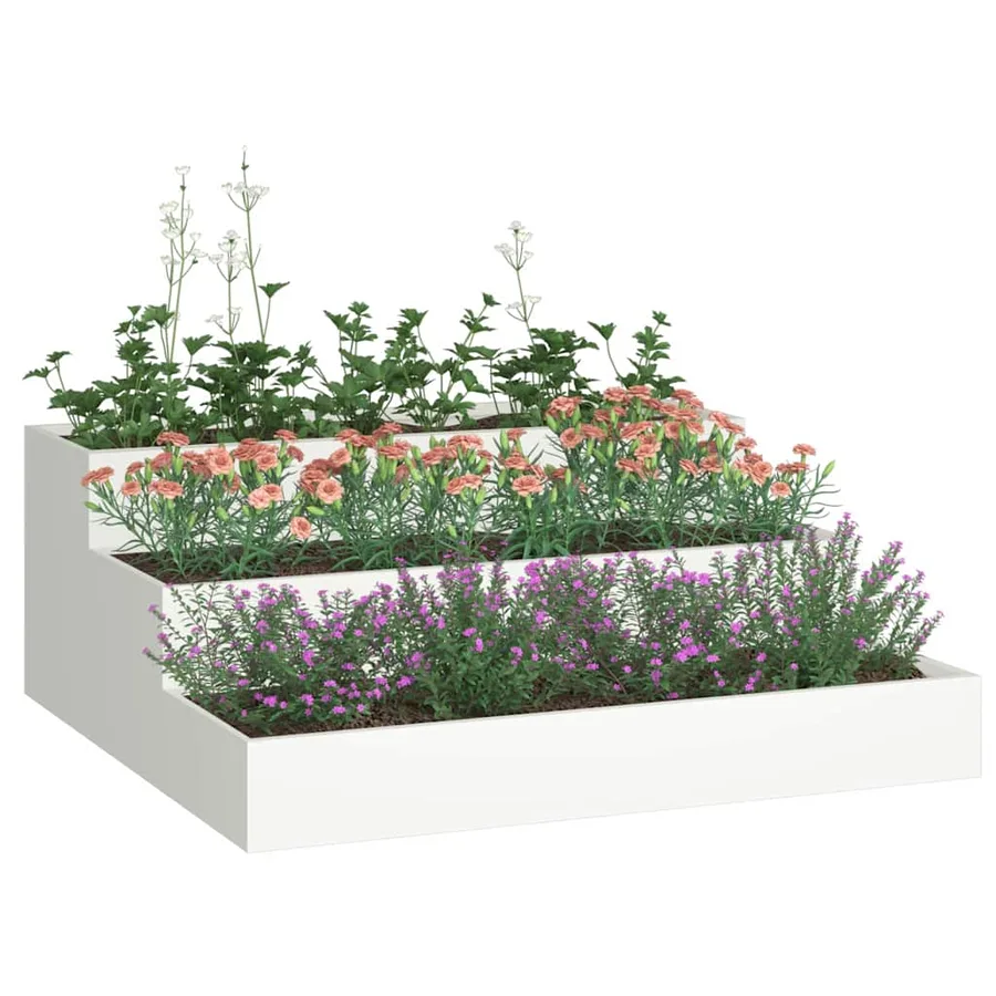 Cache-pot de jardin Blanc 90 x 90 x 35 cm Acier laminé à froid - 3