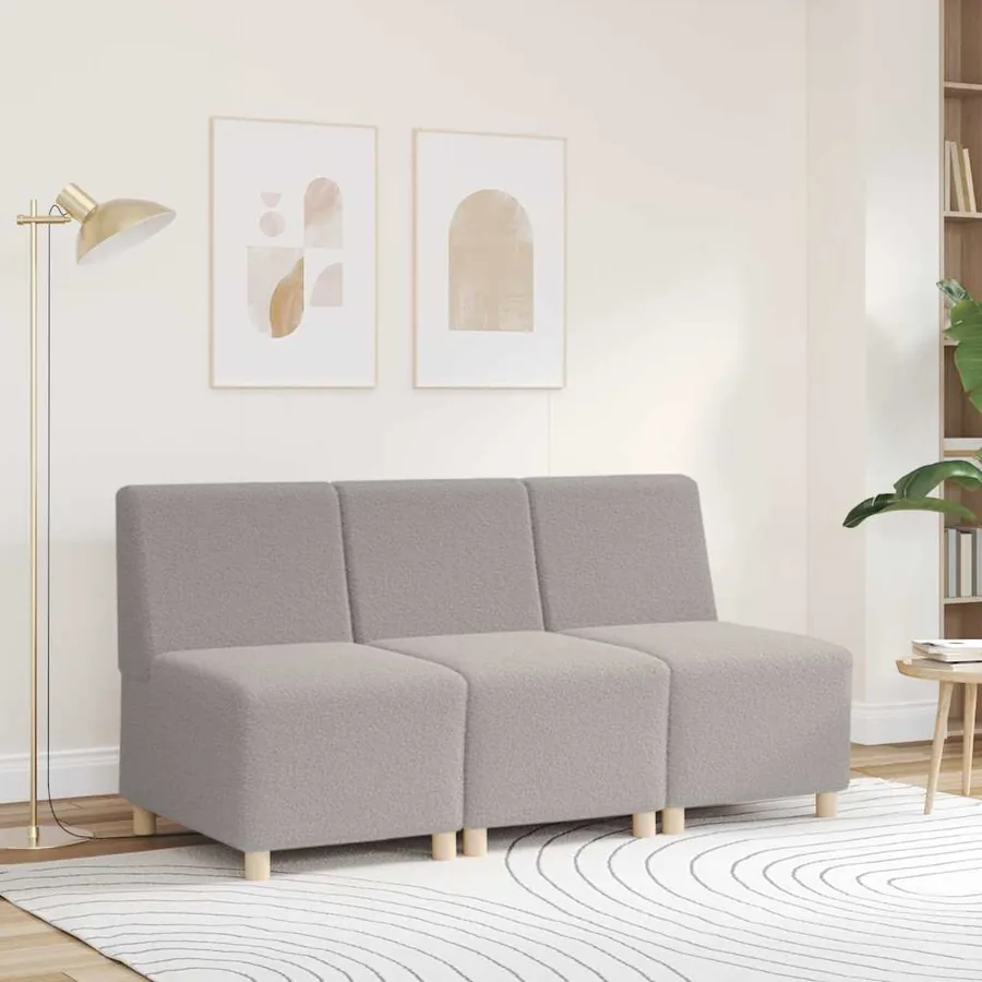 Canapé modulaire sans accoudoirs Gris clair 55 cm Tissu imitation laine bouclée