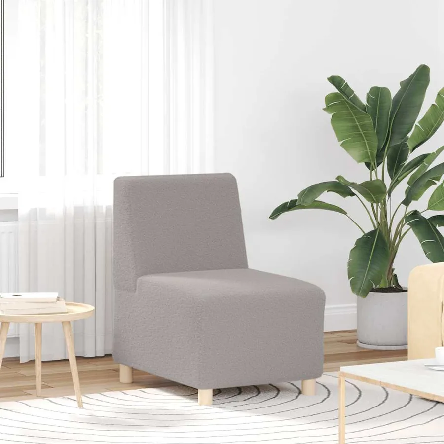 Canapé modulaire sans accoudoirs Gris clair 55 cm Tissu imitation laine bouclée - 3