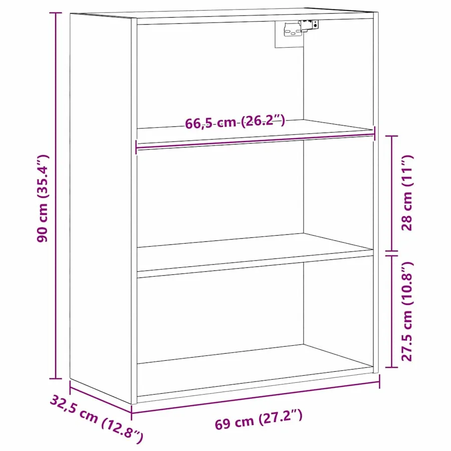 Armoire murale suspendue Chêne noir 69,5 x 32,5 x 90 cm - 11