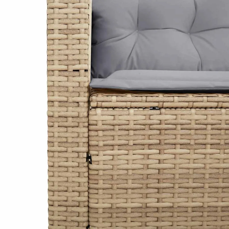 Canapé de jardin avec table et coussins en forme de L beige - 9
