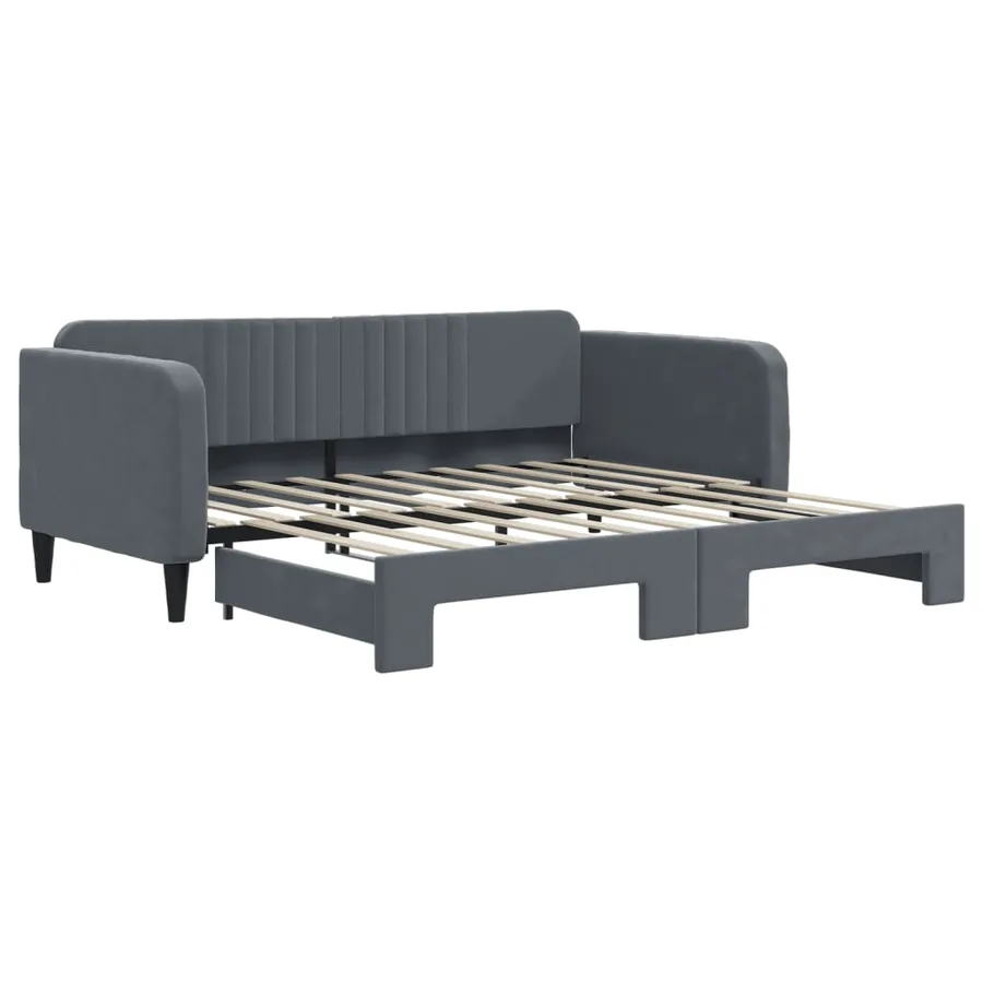 Lit de jour avec gigogne sans matelas gris foncé 90x190 cm - 2