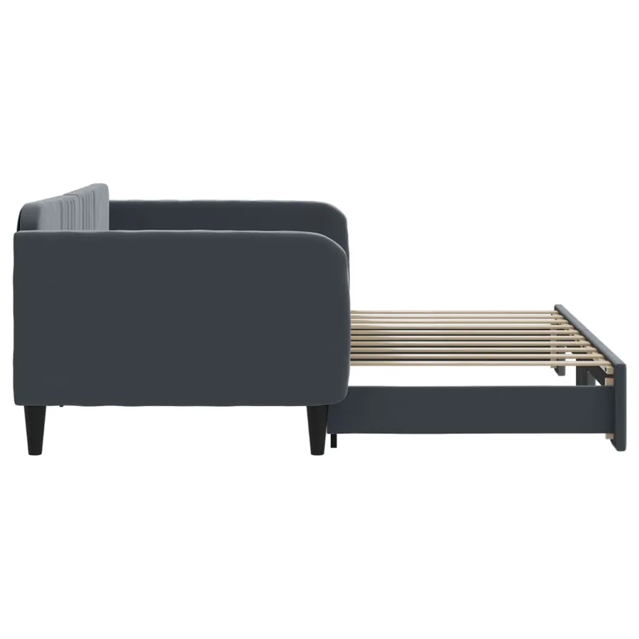 Lit de jour avec gigogne sans matelas gris foncé 90x190 cm - 4