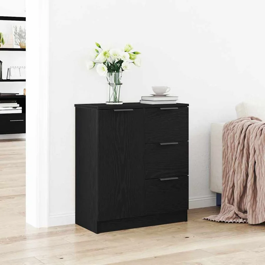 Buffet avec tiroir Chêne noir 60 x 30 x 70 cm Bois d'ingénierie