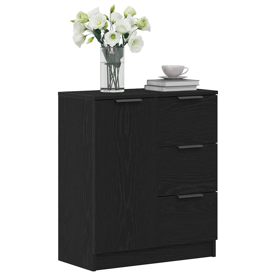 Buffet avec tiroir Chêne noir 60 x 30 x 70 cm Bois d'ingénierie - 3