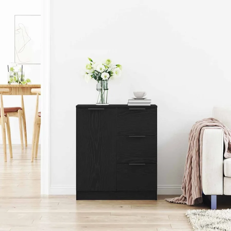 Buffet avec tiroir Chêne noir 60 x 30 x 70 cm Bois d'ingénierie - 4
