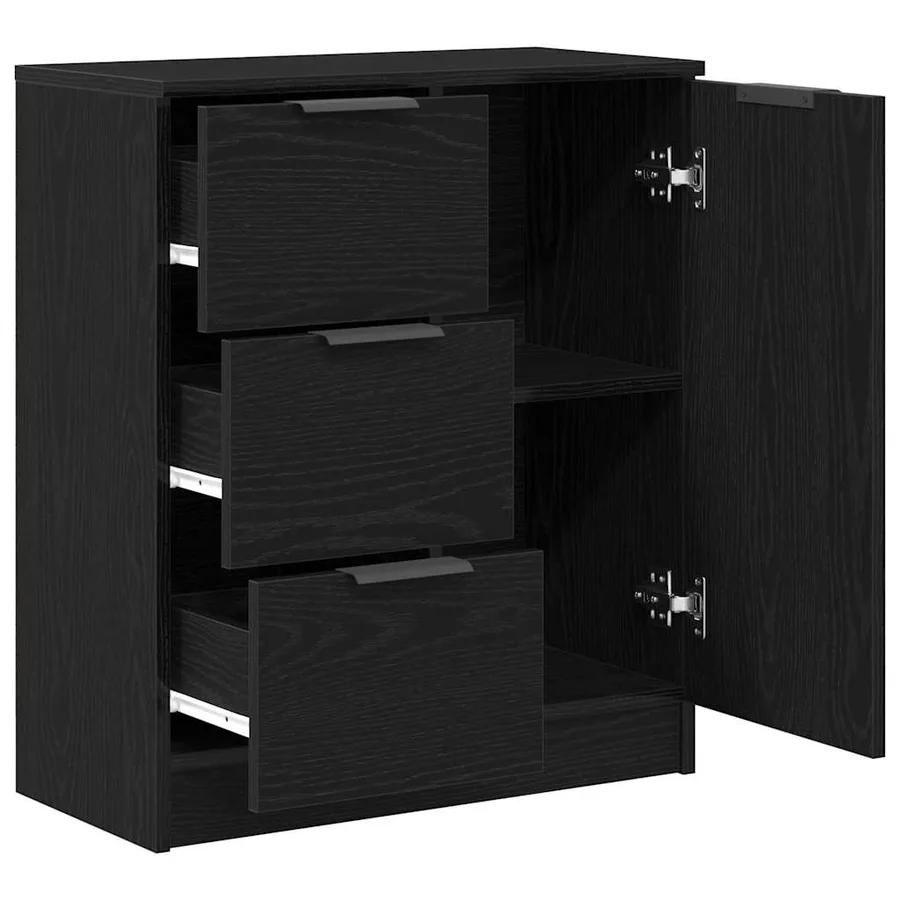 Buffet avec tiroir Chêne noir 60 x 30 x 70 cm Bois d'ingénierie - 5