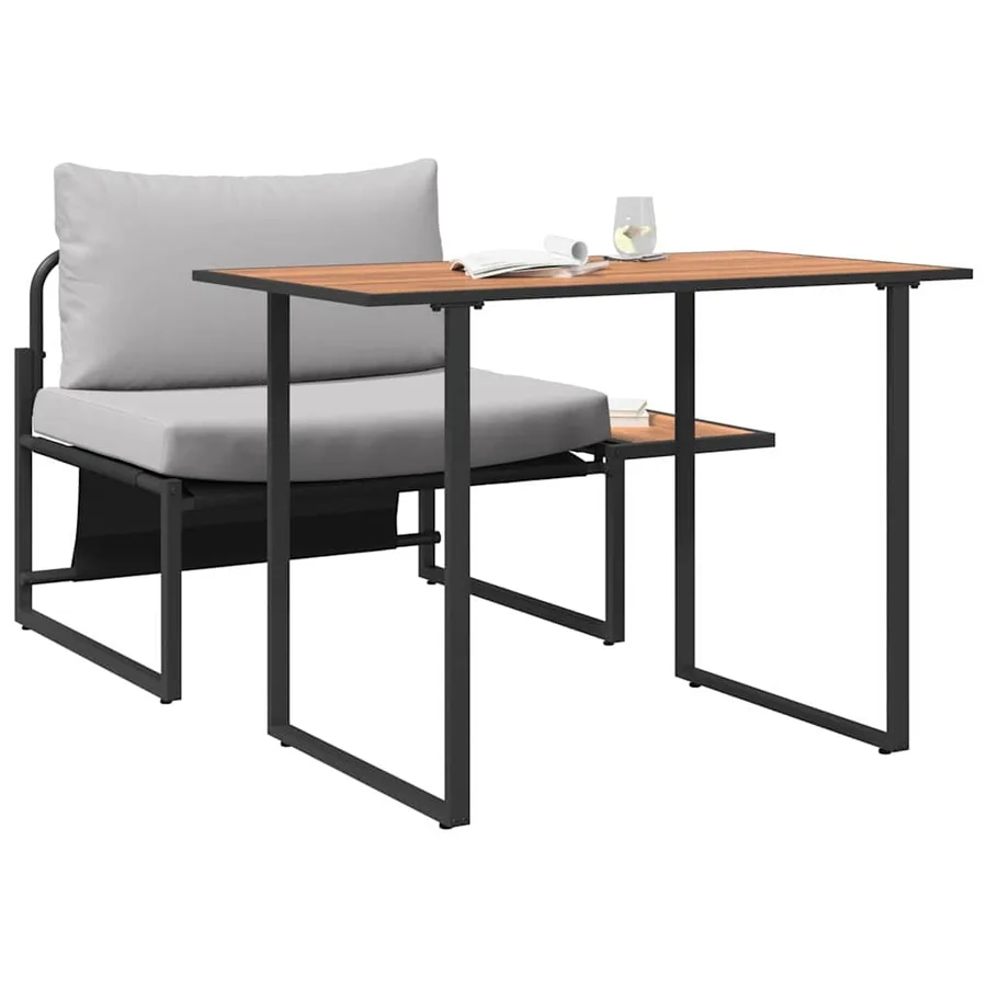 Mobilier de Patio en Acier 2 pcs Gris clair Acier - 3