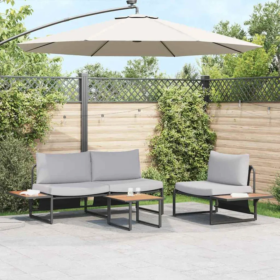 Ensemble de salle à manger pour jardin 3 pcs Gris clair Acier