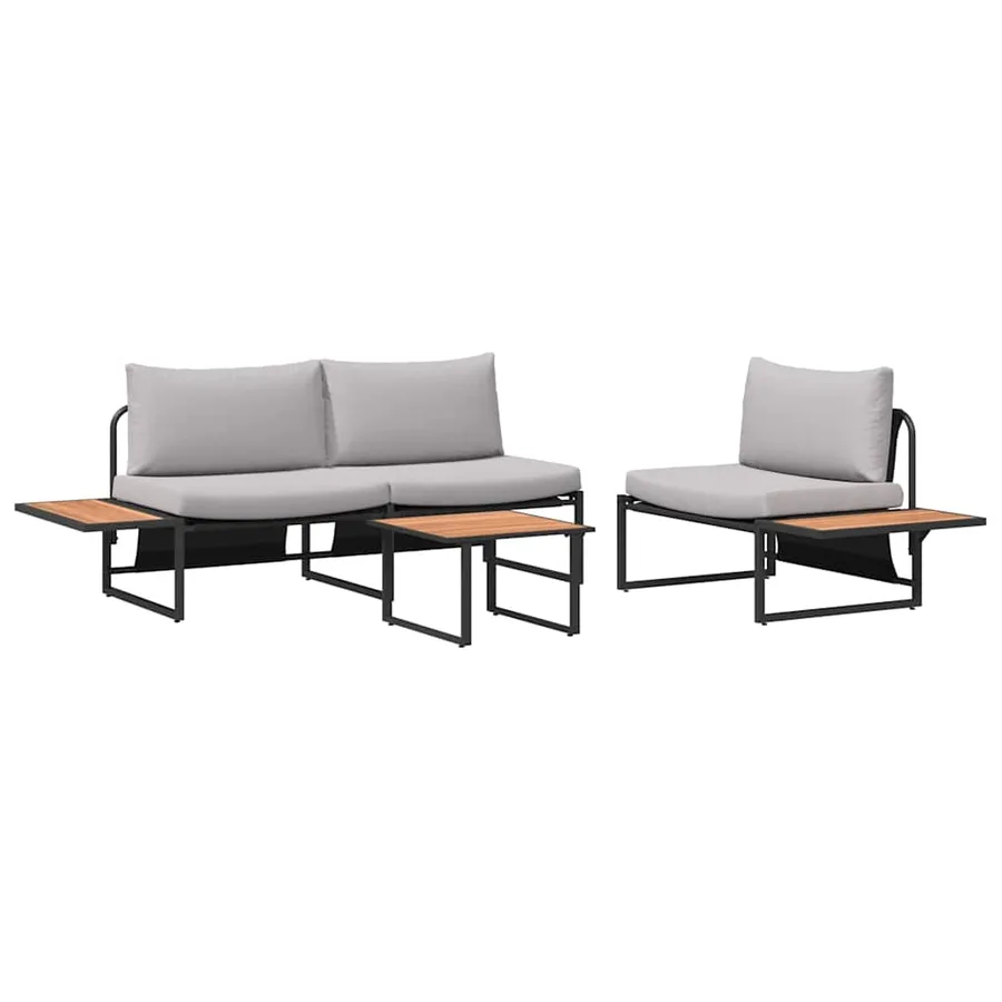 Ensemble de salle à manger pour jardin 3 pcs Gris clair Acier - 2