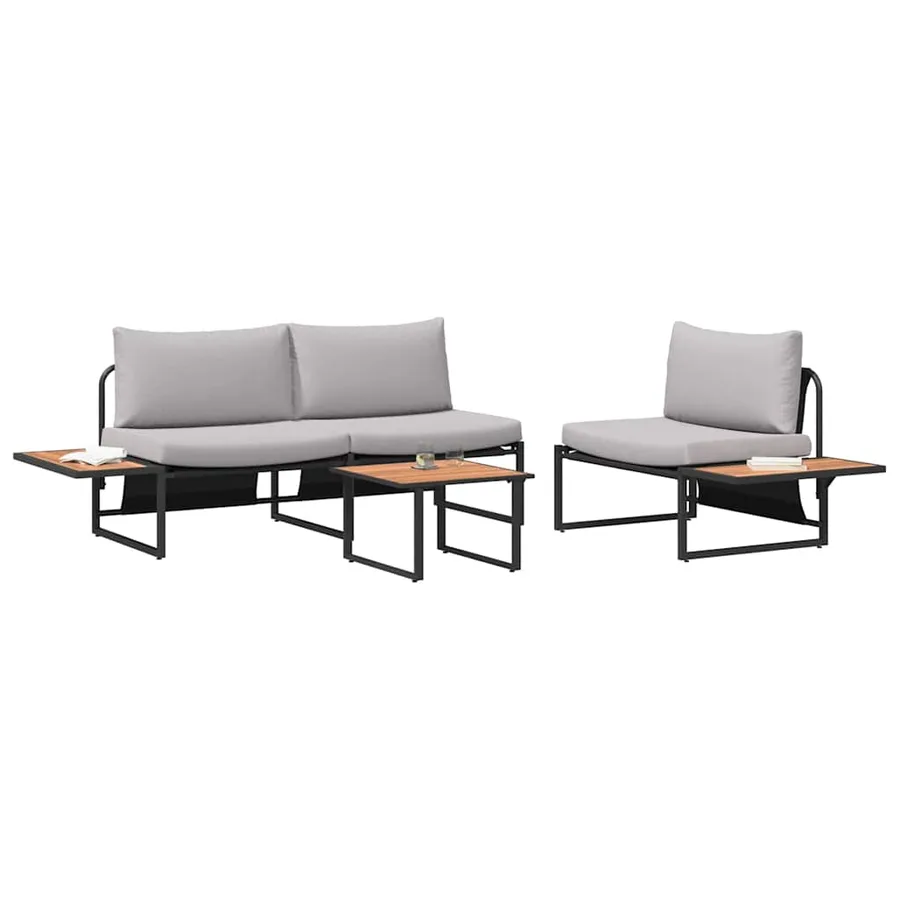 Ensemble de salle à manger pour jardin 3 pcs Gris clair Acier - 3