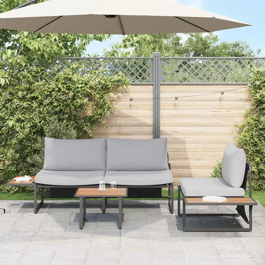Ensemble de salle à manger pour jardin 3 pcs Gris clair Acier - 4