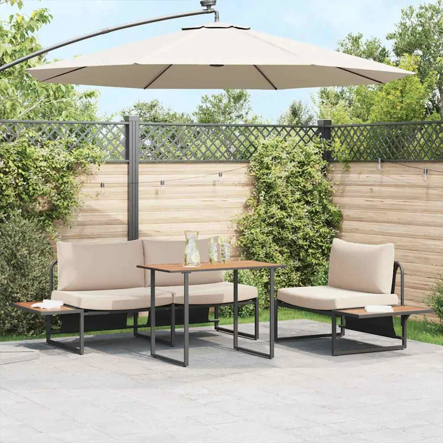 Ensemble de salle à manger pour jardin 3 pcs Taupe Acier