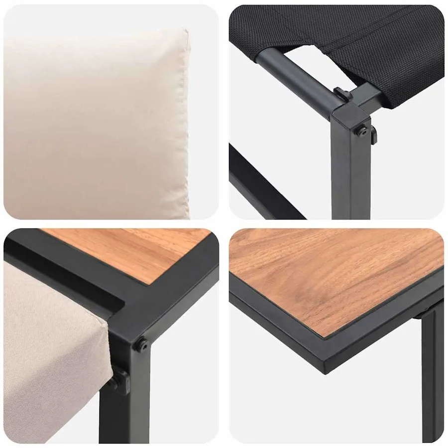 Ensemble de salle à manger pour jardin 3 pcs Taupe Acier - 10