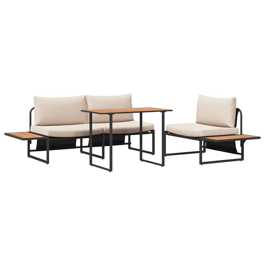 Ensemble de salle à manger pour jardin 3 pcs Taupe Acier - 2